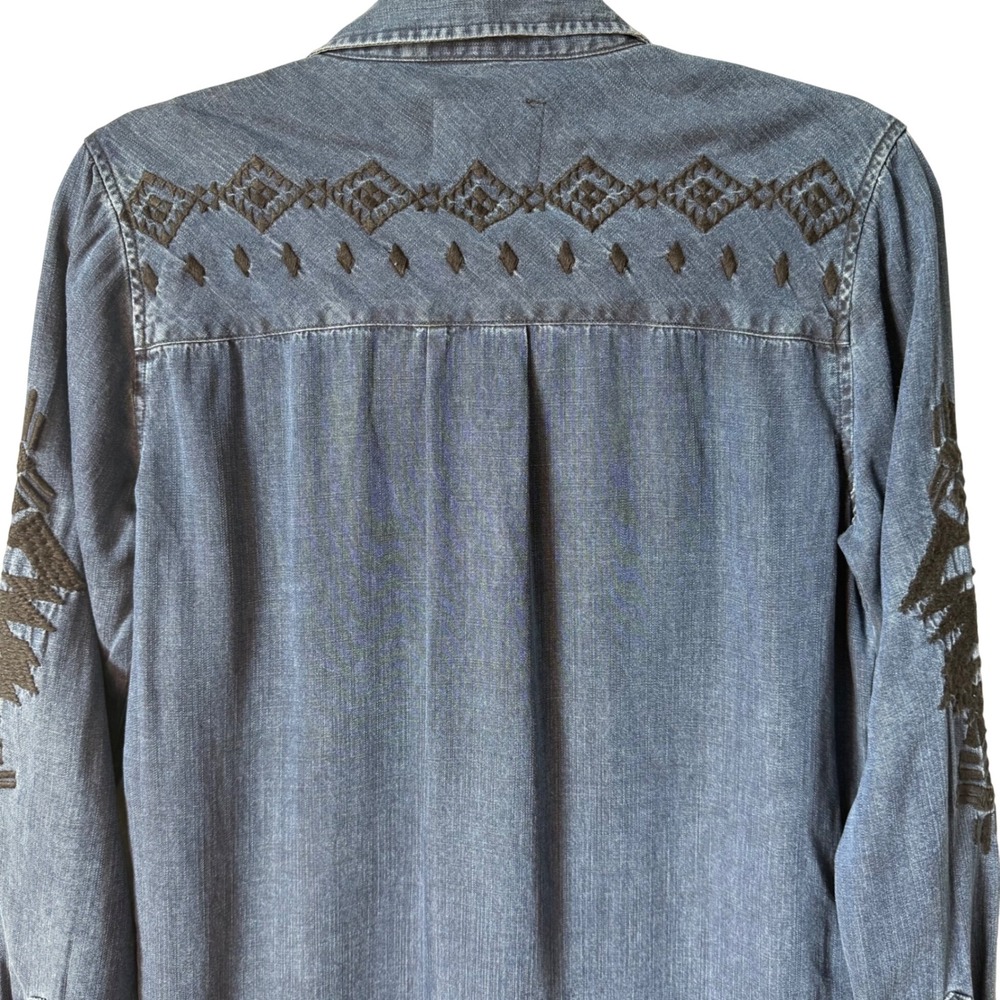 Rails Denim Shirt Dress XS Embroidered Western Boho Mini Dress - Picture 7 of 7